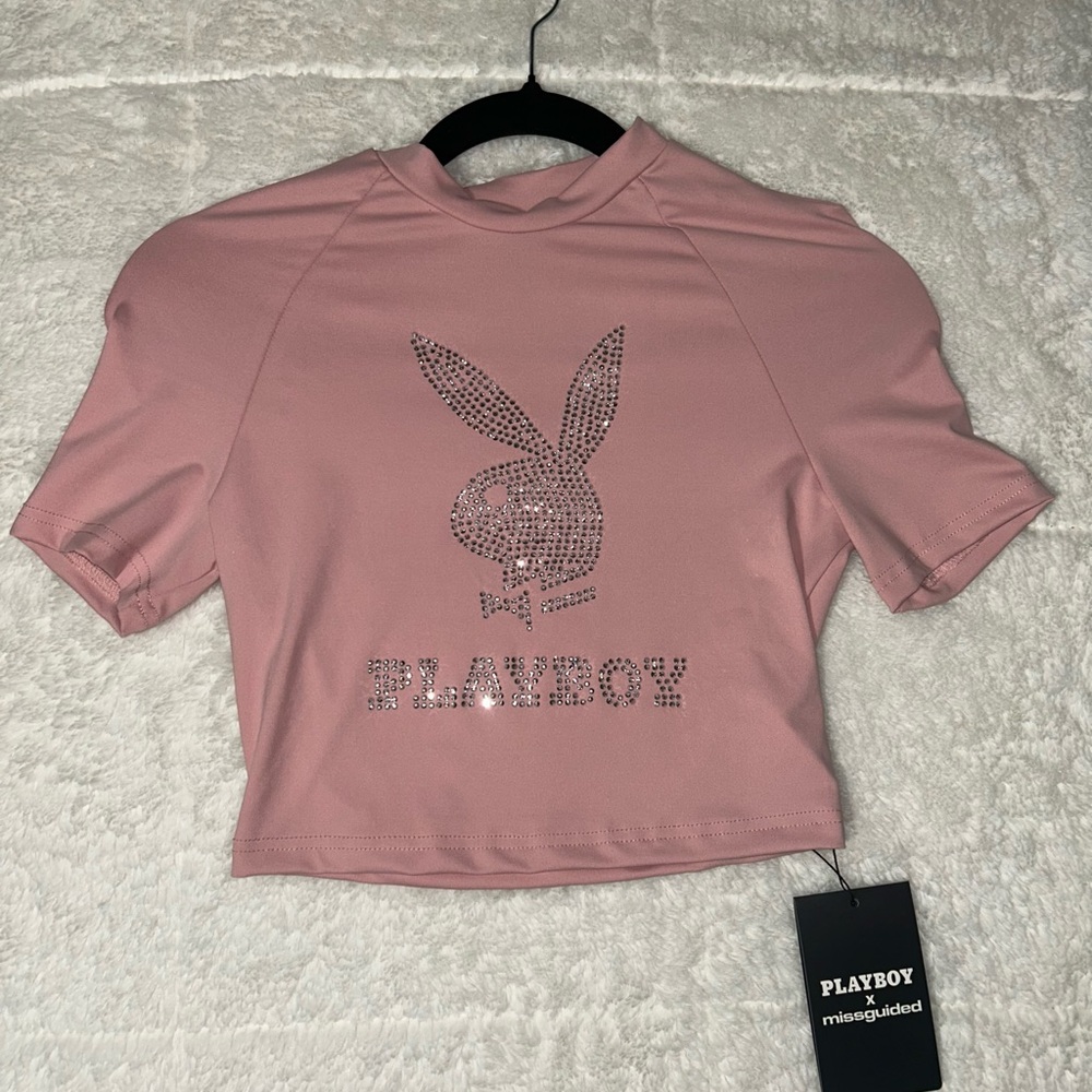 Playboy x Missguided Pink Crop Top
